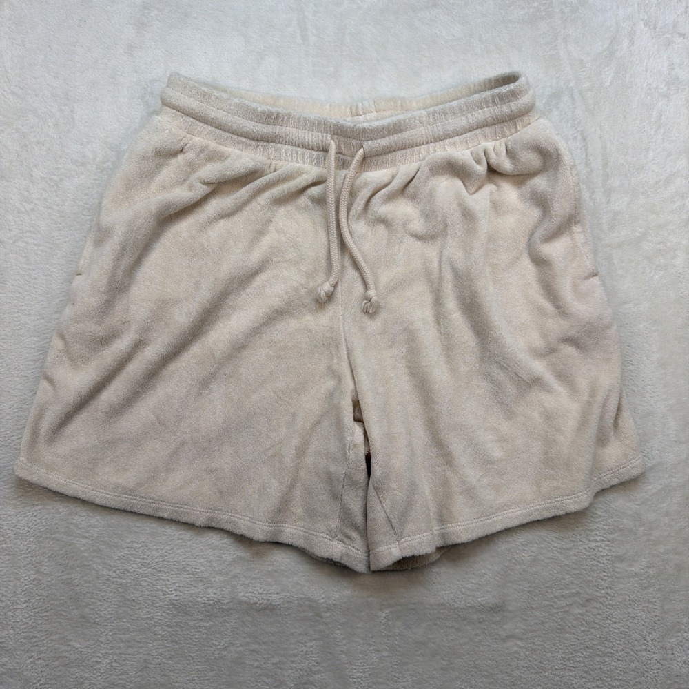 Wilfred Free Aritzia Womens Lounge Shorts Medium Beige Pull On Cozy Soft